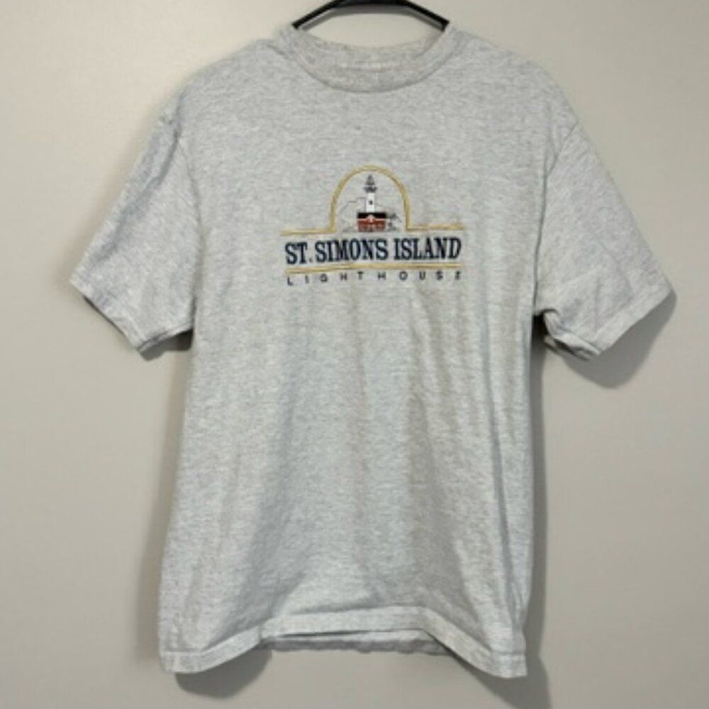 USED Woman's Lee Short Sleeve Sweatshirt Color Grey Size M St Simon's Lighthouse